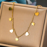 Fashion Simple Stainless Steel Glossy Love Star Necklace